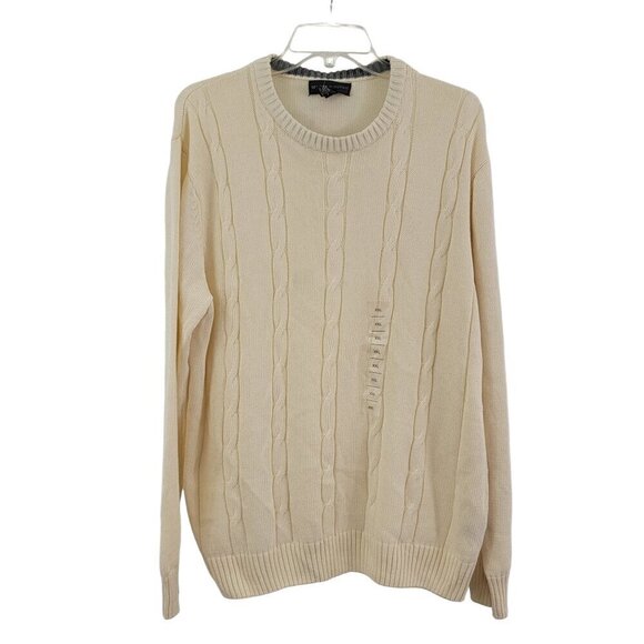 Tricots St. Raphael Men’s Size 2XL Cotton Pullover Crew Neck Vanilla Sweater NWT - Picture 1 of 16
